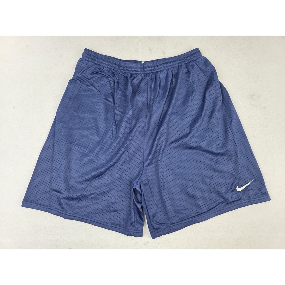 Nike Vintage Mesh Shorts Mens Large XL Blue Swoosh Gym Basketball 90s No Pockets